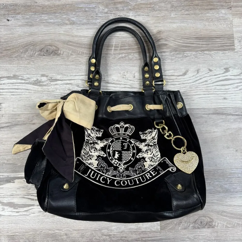 Vintage 2002 Juicy Couture Y2K RARE Velour Daydreamer Tote Bag Scottie Charm - Picture 1 of 16
